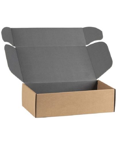 Подаръчна кутия Giftpack - 33 x 18.5 x 9.5 cm, крафт и сиво - 4