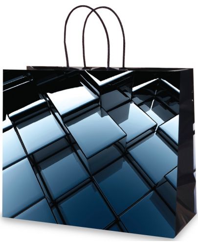 Подаръчна торбичка - Квадрати, черна, H - 1