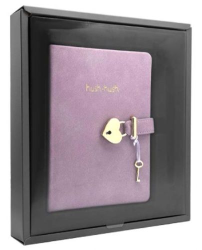Подаръчен комплект Victoria's Journals - Hush Hush, лилав, 2 части, в кутия - 2
