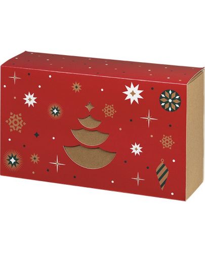 Подаръчна кутия Giftpack - Bonnes Fêtes, Коледно дърво, зелено и бяло, 31.5 x 18 x 10 cm - 1