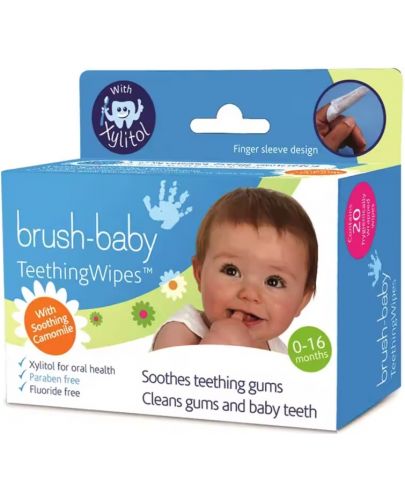 Почистващи кърпички за венци и зъби Brush Baby - 0-16 месеца, 20 броя - 1