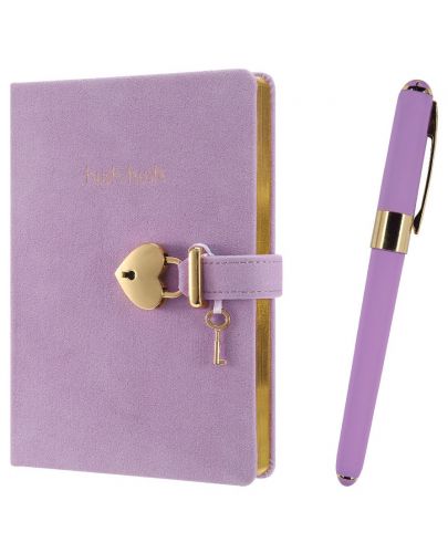 Подаръчен комплект Victoria's Journals - Hush Hush, лилав, 2 части, в кутия - 1