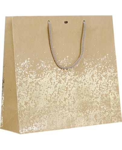 Подаръчна торбичка Giftpack - 35 x 13 x 33 cm, кафяво и златисто - 1