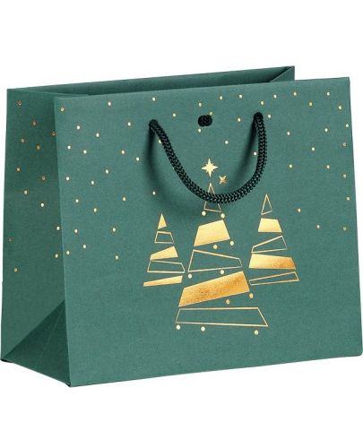 Подаръчна торбичка Giftpack - 35 x 13 x 33 cm, златно и зелено - 1