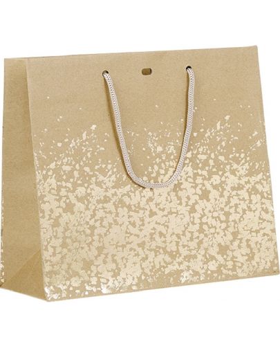 Подаръчна торбичка Giftpack - 25 x 10 x 22 cm, кафяво и златисто - 1