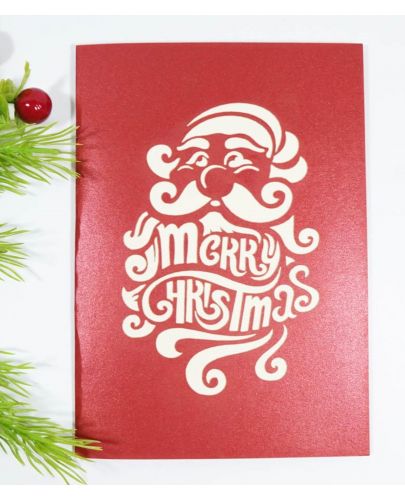 Поздравителна картичка Kiriori Pop-up - Дядо Коледа с шейна - 4
