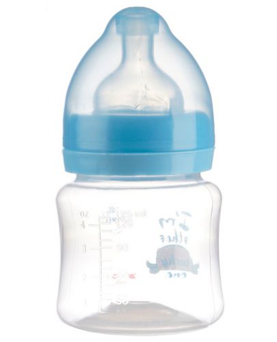 Полипропиленово шише за хранене с широко гърло с биберон Zizito - Little Angel, синьо, 125 ml - 2