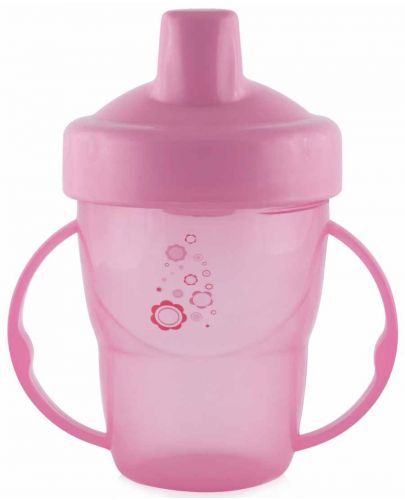 Преходна чаша с дръжки и твърд накрайник Lorelli Baby Care - 210 ml, Розова - 1
