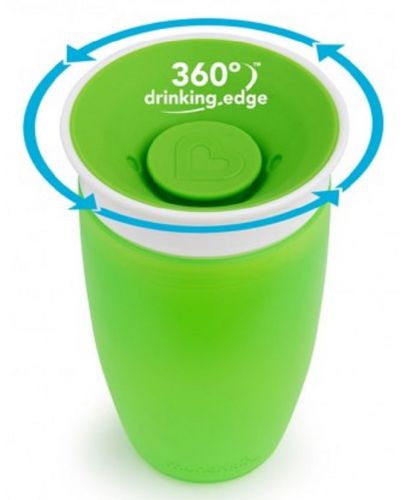 Преходна чаша Munchkin Miracle 360° - 296 ml, зелена - 2