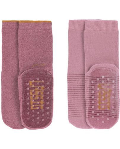 Противоплъзгащи чорапи Lassig - 19-22 размер, розови, 2 чифта - 1