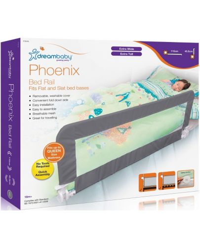 Преграда за легло Dreambaby - Phoenix, сива - 4