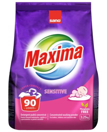 Прах за пране Sano - Maxima сензитив, Концентрат, 90 пранета, 3.25 kg - 1