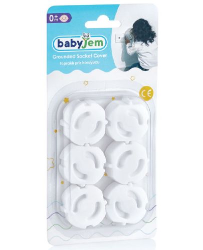 Предпазители за контакти BabyJem - 6 броя, 3 х 3 cm, бели - 2