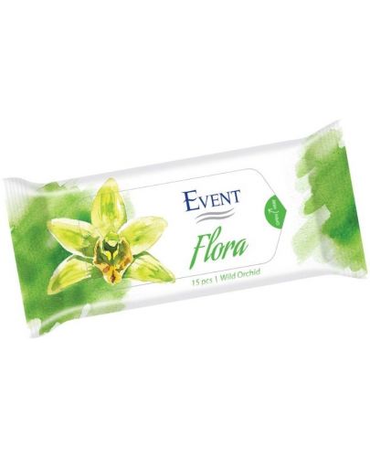 Промо пакет Event Flora - Wild Orchid, Влажни кърпи за ръце, 2 х 15 броя - 1