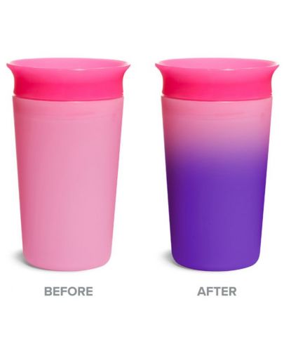 Преходна чаша Munchkin - Miracle 360° Colour Change, 255 ml, розова - 3