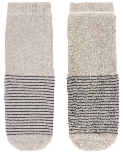 Противоплъзгащи чорапи Lassig - 15-18 размер, сиви-бежови, 2 чифта - 2