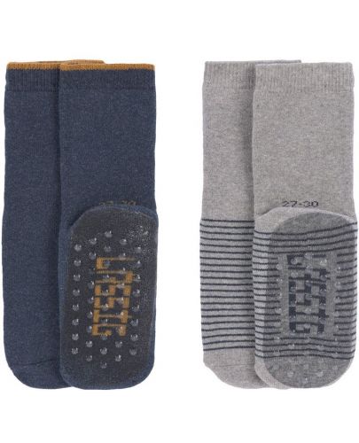 Противоплъзгащи чорапи Lassig - 19-22 размер, сини-сиви, 2 чифта - 1
