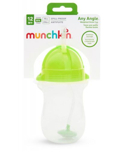 Преходна чаша със сламка Munchkin - Click Lock Weighted Straw, 285 ml, зелена - 5