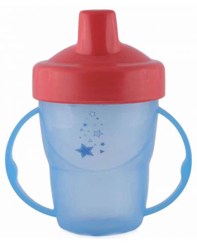 Преходна чаша с дръжки и твърд накрайник Lorelli Baby Care - 210 ml, Синя  - 1