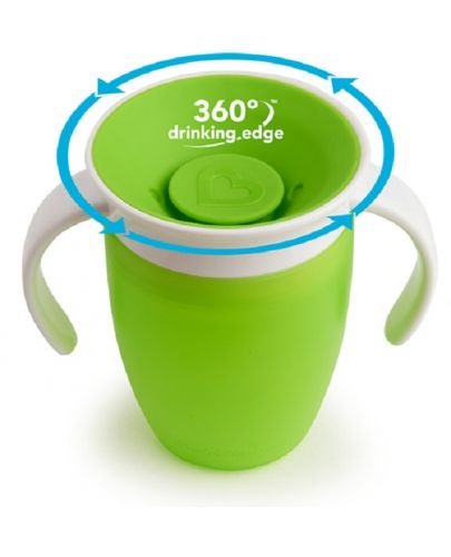 Преходна чаша Munchkin Miracle 360° - 207 ml, зелена - 2
