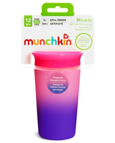 Преходна чаша Munchkin - Miracle 360° Colour Change, 255 ml, розова - 6