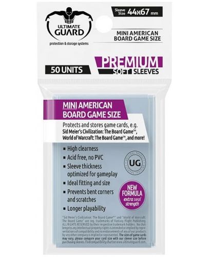 Протектори за карти Ultimate Guard Premium Sleeves Mini American (50 бр.) - 1
