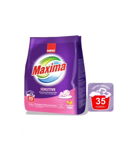 Прах за пране Sano - Maxima сензитив, Концентрат, 35 пранета, 1.25 kg - 1