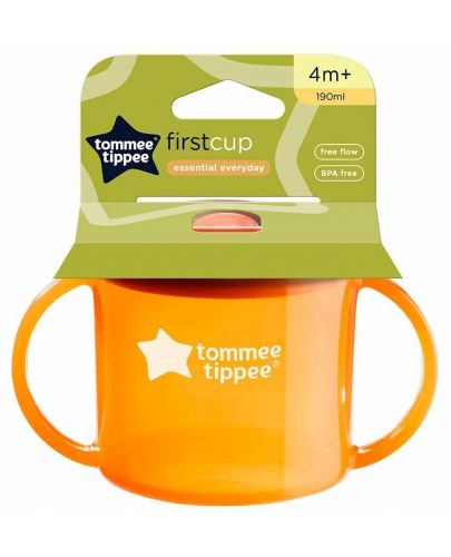 Преходна чаша Tommee Tippee - First cup, 4 м+, 190 ml, оранжева - 3