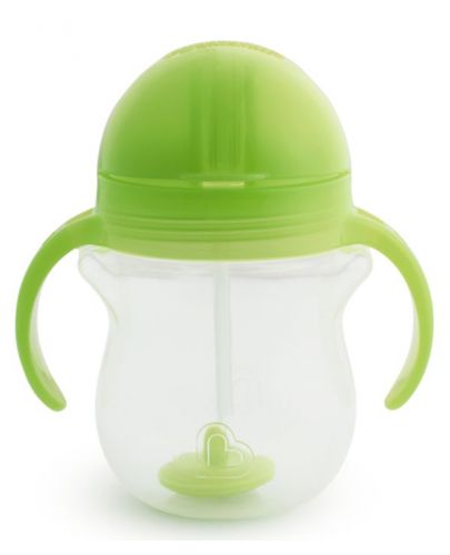 Преходна чаша с дръжки Munchkin - Click Lock Weighted Straw, зелена - 2