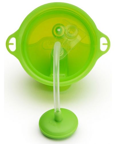 Преходна чаша със сламка Munchkin - Click Lock Weighted Straw, 285 ml, зелена - 3