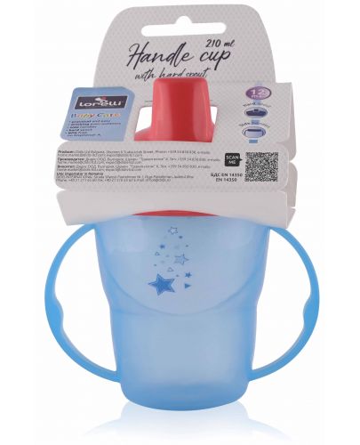 Преходна чаша с дръжки и твърд накрайник Lorelli Baby Care - 210 ml, Синя  - 2