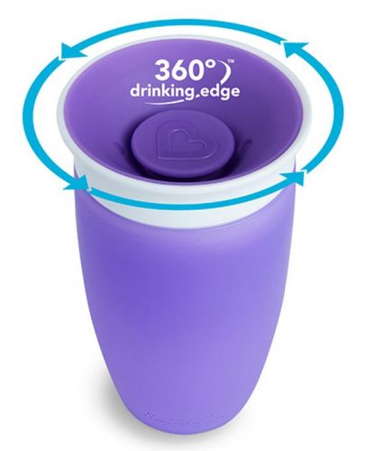 Преходна чаша Munchkin - Miracle 360° Sippy Cup, 285 ml, лилава - 2