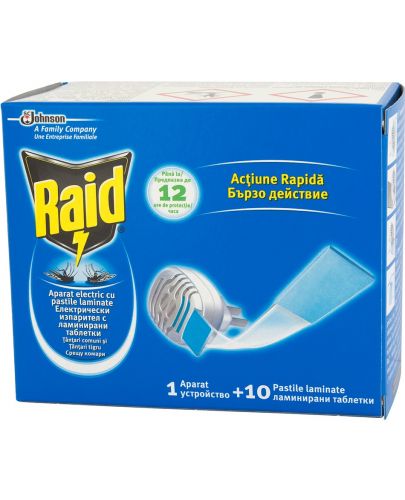 Raid Комплект - Електрически изпарител и ламинирани таблетки срещу комари - 1