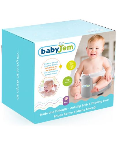 Противоплъзгаща седалка за баня и хранене BabyJem - Бяла - 6