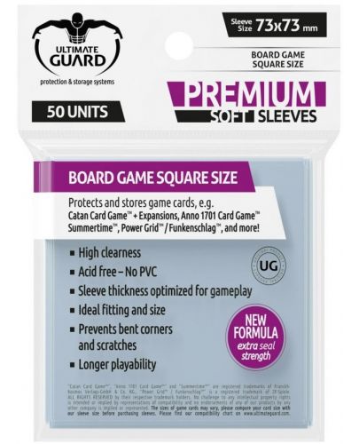 Протектори за карти Ultimate Guard for Board Game Cards Square (50 бр.) - 1