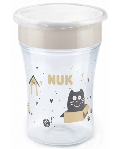 Преходна чаша NUK - Magic Cup, 8 m+, 230 ml, Cat & Dog, бежова - 1
