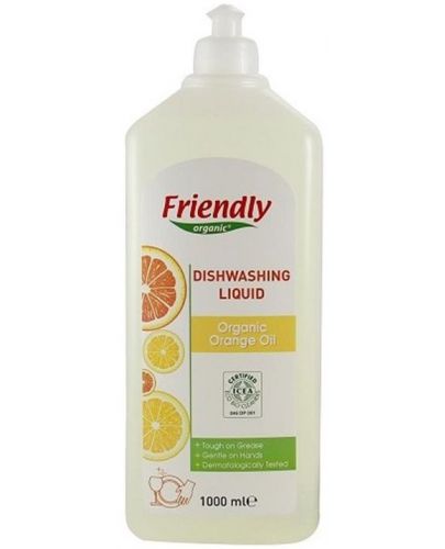 Препарат за съдове Friendly Organic - С портокалово масло, 1000 ml - 1