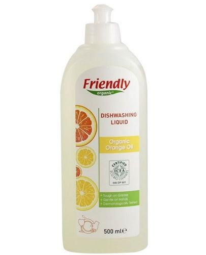 Препарат за съдове Friendly Organic - С портокалово масло, 500 ml - 1