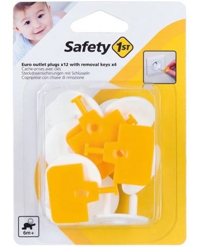 Предпазители за контакт Safety 1st - 12 броя, с ключ за премахване - 1