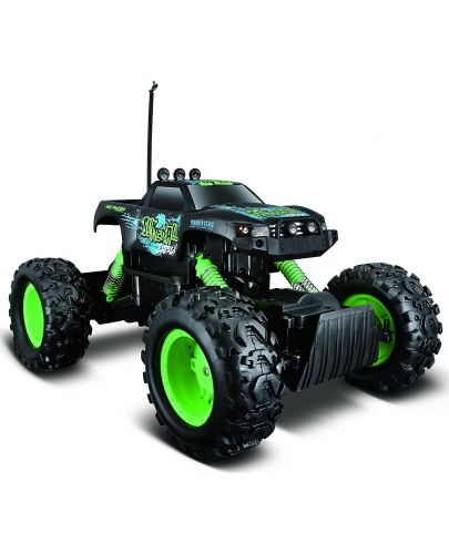 Радиоуправляемa играчка Maisto Tech  Rock Crawler - Джип, черен със зелени джанти - 1