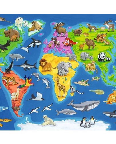 Пъзел Ravensburger от 30 части - Карта с животните по света - 2
