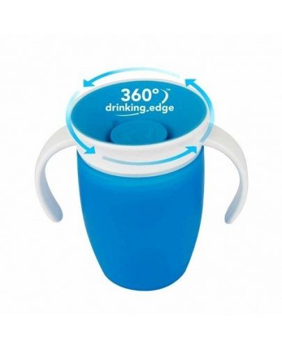 Munchkin Преходна чаша 360 градуса с дръжки 207 мл. Синьо  MKN-FED42 - 1