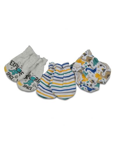 Ръкавици за новородено Cangaroo - Kay, 3 чифта, сини - 1