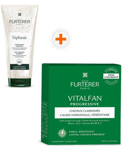 René Furterer Triphasic & Vitalfan Комплект - Шампоан и Хранителна добавка Progressive, 200 ml + 30 капсули (Лимитирано) - 1