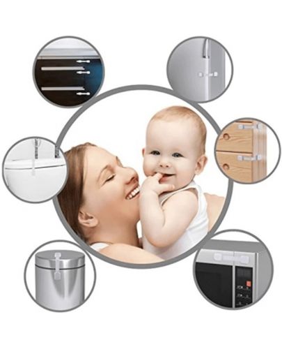 Регулируеми ключалки за бебешки шкафове Sipo - 6 броя - 6
