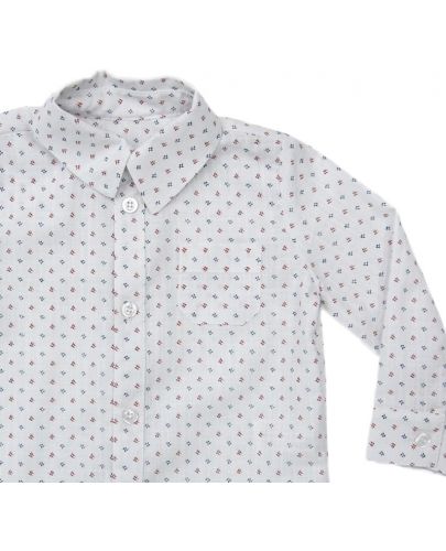 Риза Zinc - Бяла с бордо драски, 86 cm - 2