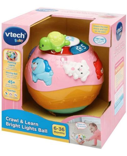 Детска играчка Vtech - Топка с животни, розова - 2