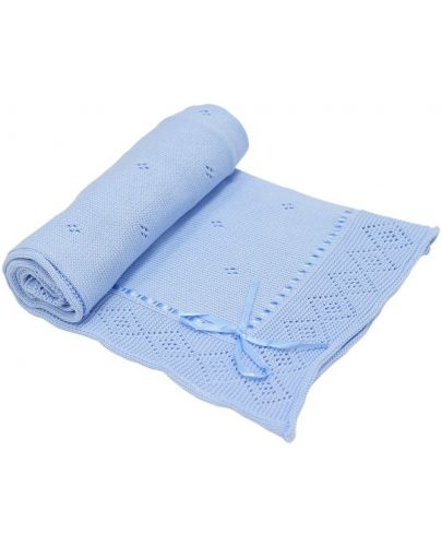 Бебешко одеяло с панделка EKO - Синьо, 80 х 70 cm - 1