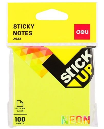 Самозалепващи листчета Deli Stick Up - EA02302, неон, жълти - 1