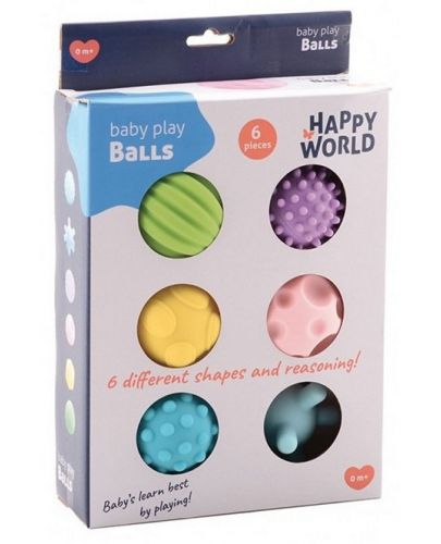 Сензорни топки Happy World - Motor & Sense, 6 броя - 3